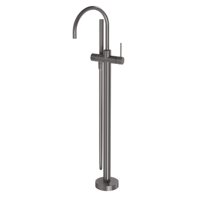 Phoenix Vivid Slimline Floor Mounted Bath Mixer with Hand Shower Brushed Carbon
