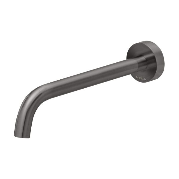 Phoenix Vivid Slimline Wall Basin Spout 230mm Curved Brushed Carbon - Lead Free