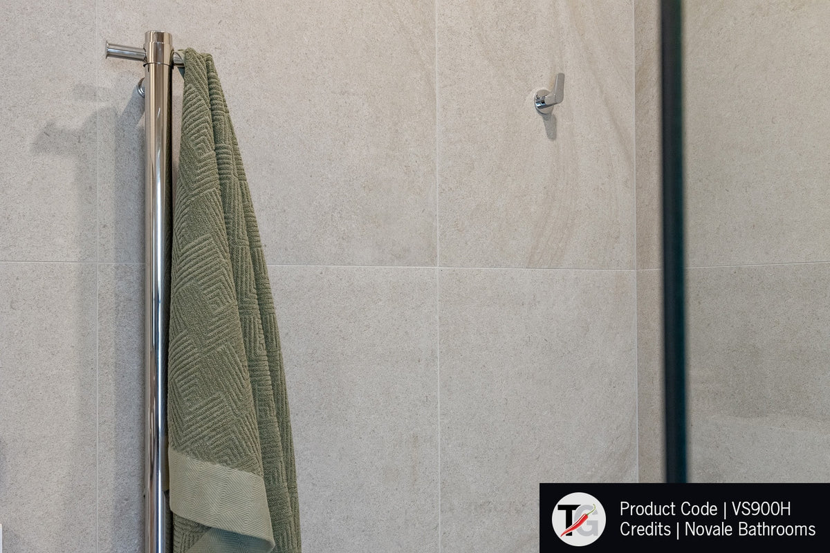 Thermogroup Thermorail Straight Round Vertical Single Polished Heated Towel Rail Polished Stainless Steel