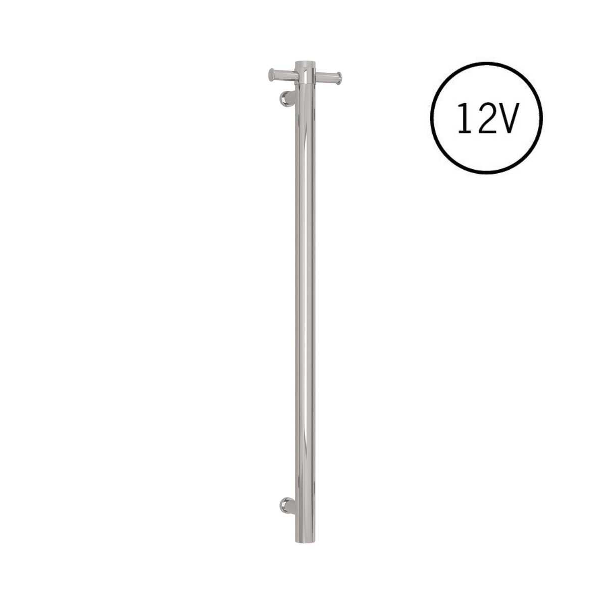 Thermogroup Thermorail Straight Round Vertical Single Polished Heated Towel Rail Polished Stainless Steel