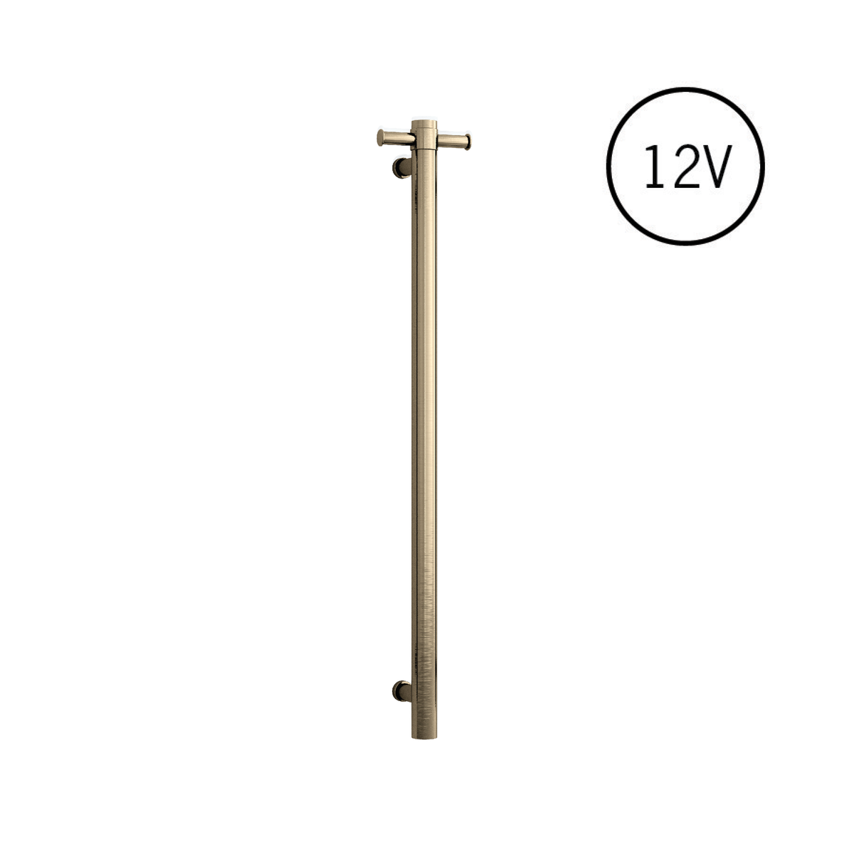Thermogroup Thermorail Round Vertical Single Heated Towel Rail Brushed Brass