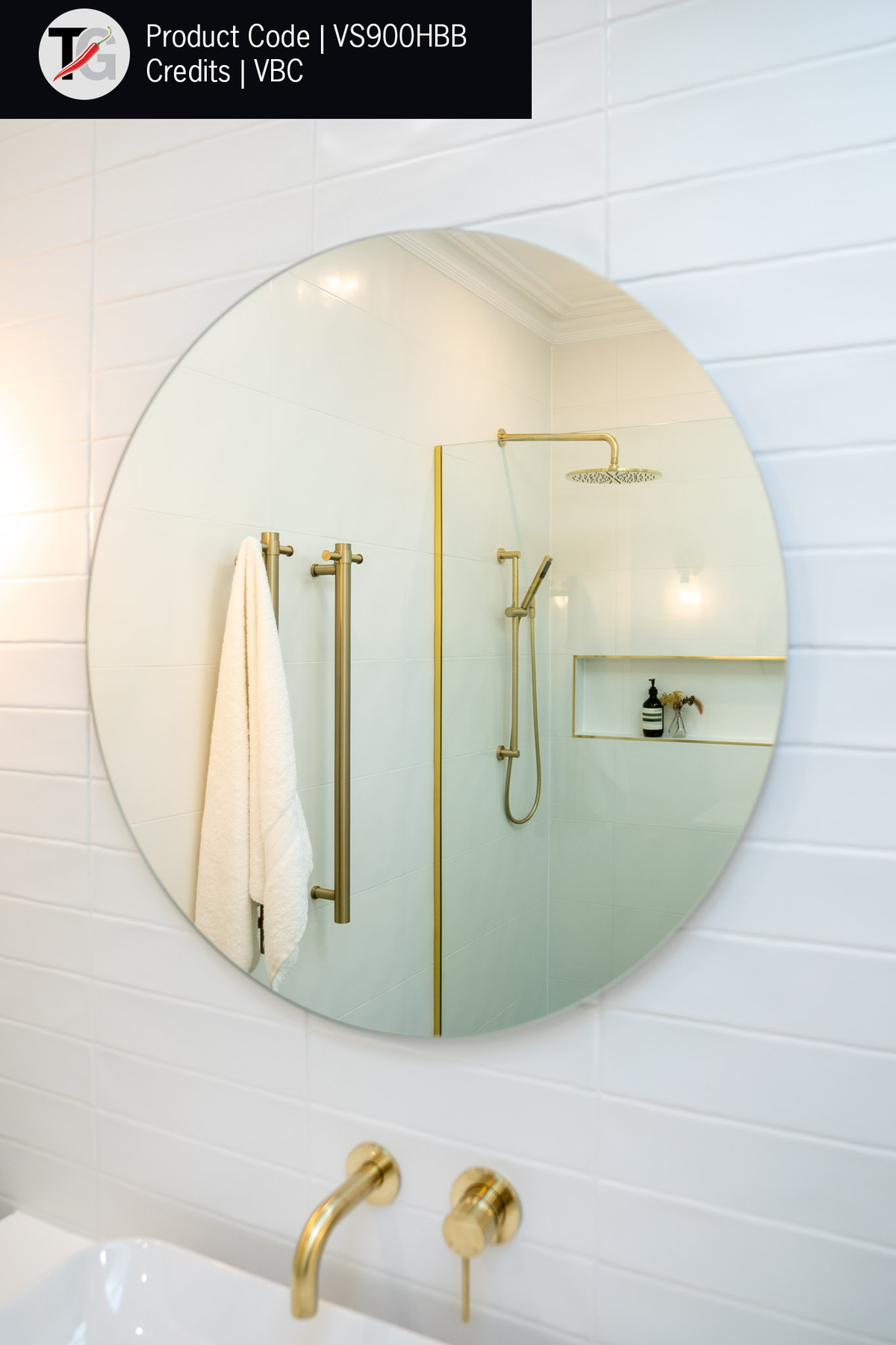 Thermogroup Thermorail Round Vertical Single Heated Towel Rail Brushed Brass