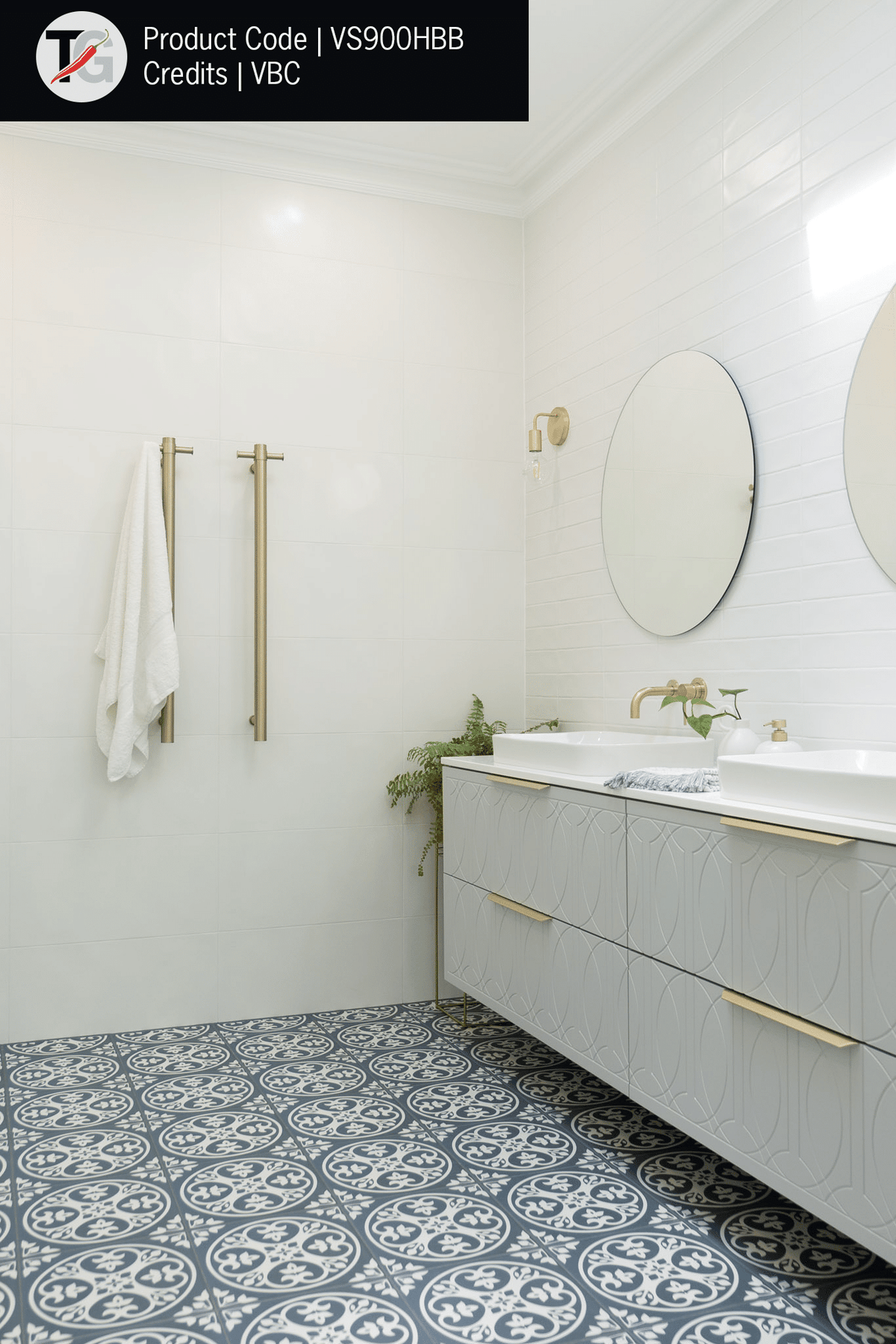 Thermogroup Thermorail Round Vertical Single Heated Towel Rail Brushed Brass