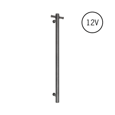 Thermogroup Thermorail 12V Round Vertical Single Heated Rail Brushed Gun Metal