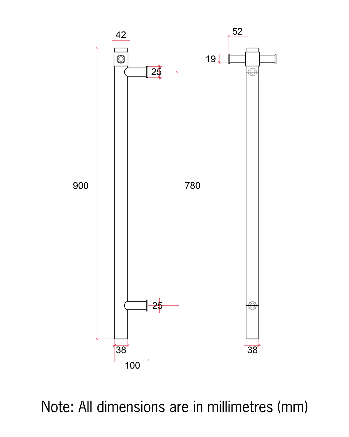 Thermogroup Thermorail Round Vertical Single Heated Rail Brushed Gun Metal