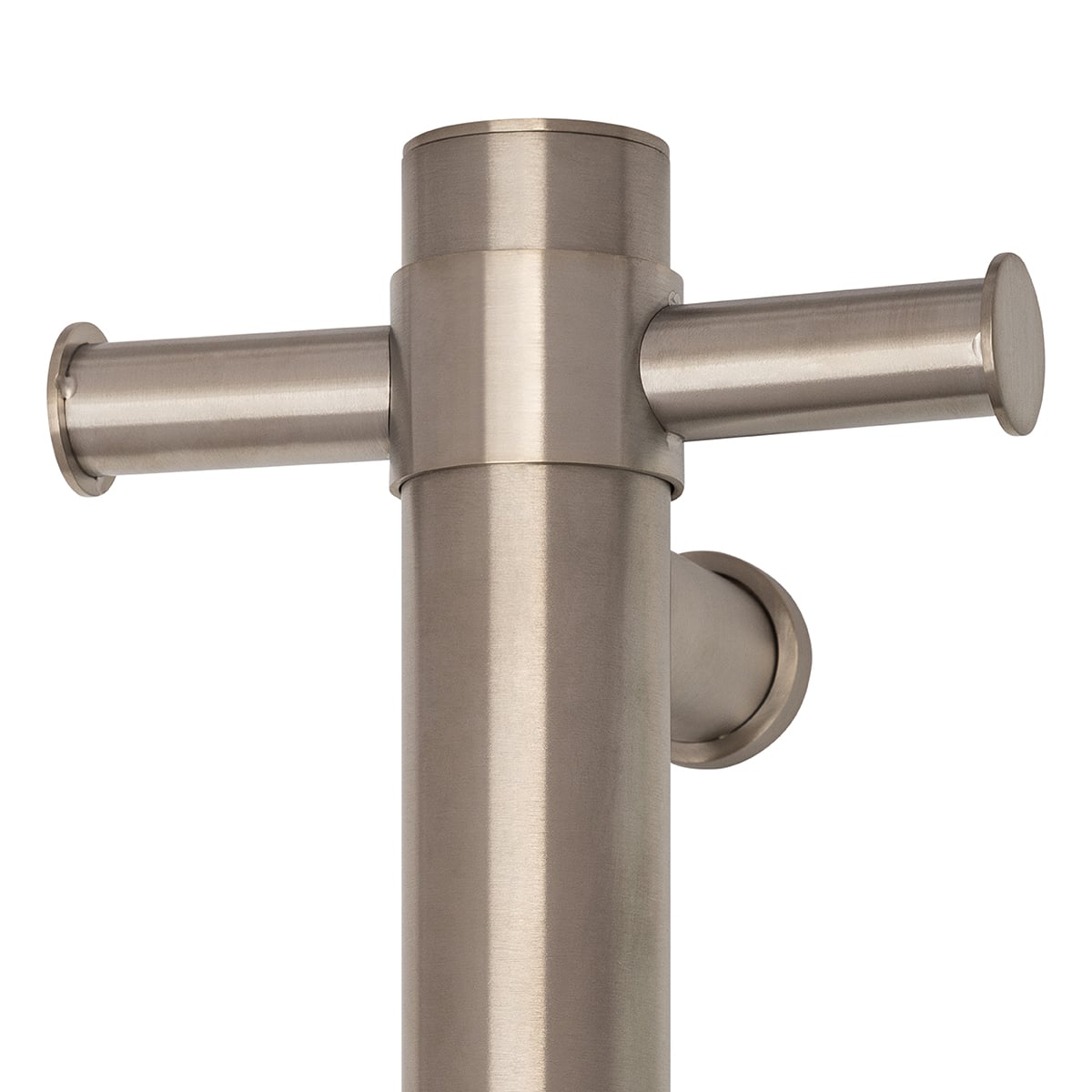 Thermogroup Thermorail Straight Round Vertical Single Heated Towel Rail Brushed Nickel