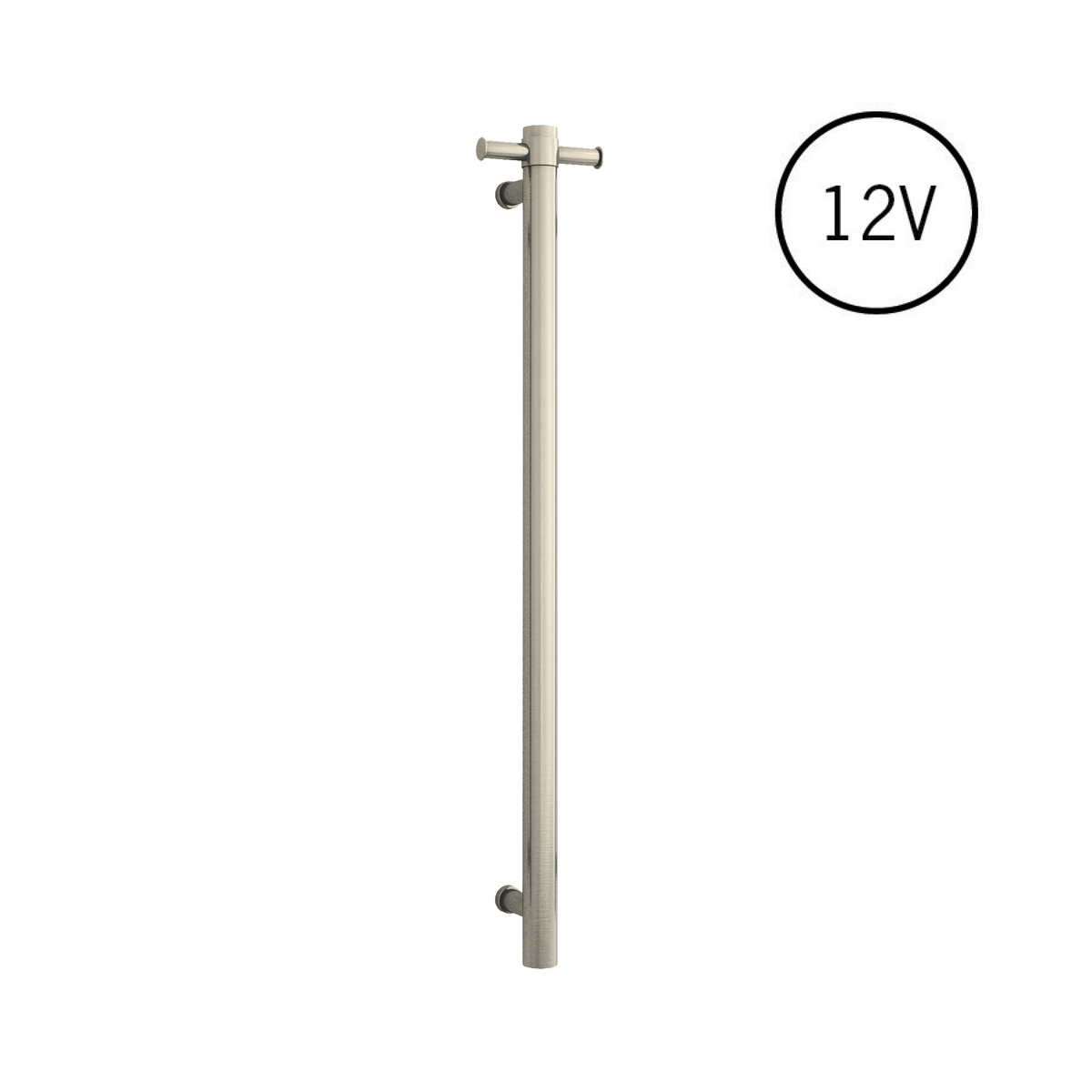 Thermogroup Thermorail Straight Round Vertical Single Heated Towel Rail Brushed Nickel