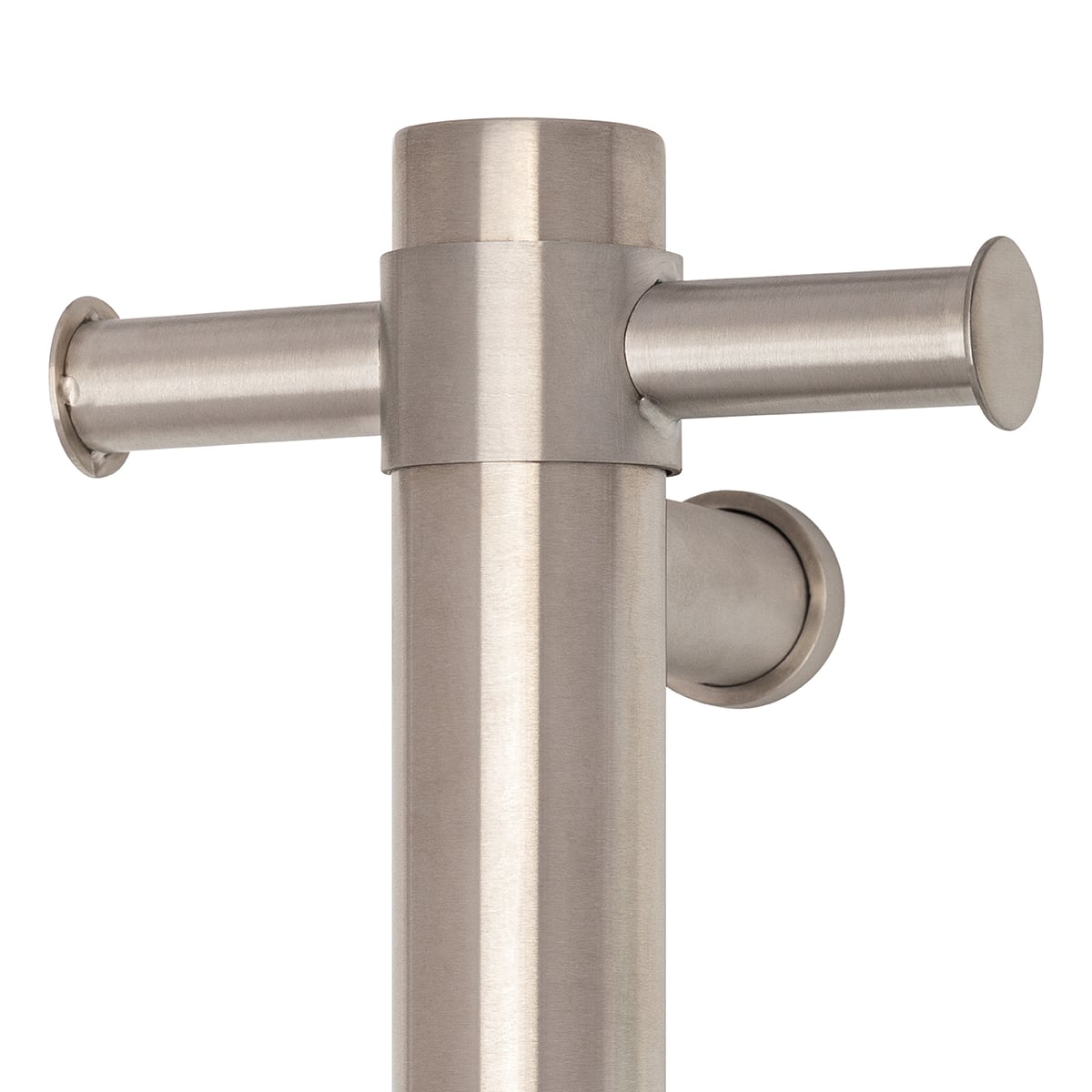Thermogroup Thermorail Brushed Round Vertical Single Heated Towel Rail Brushed Stainless Steel
