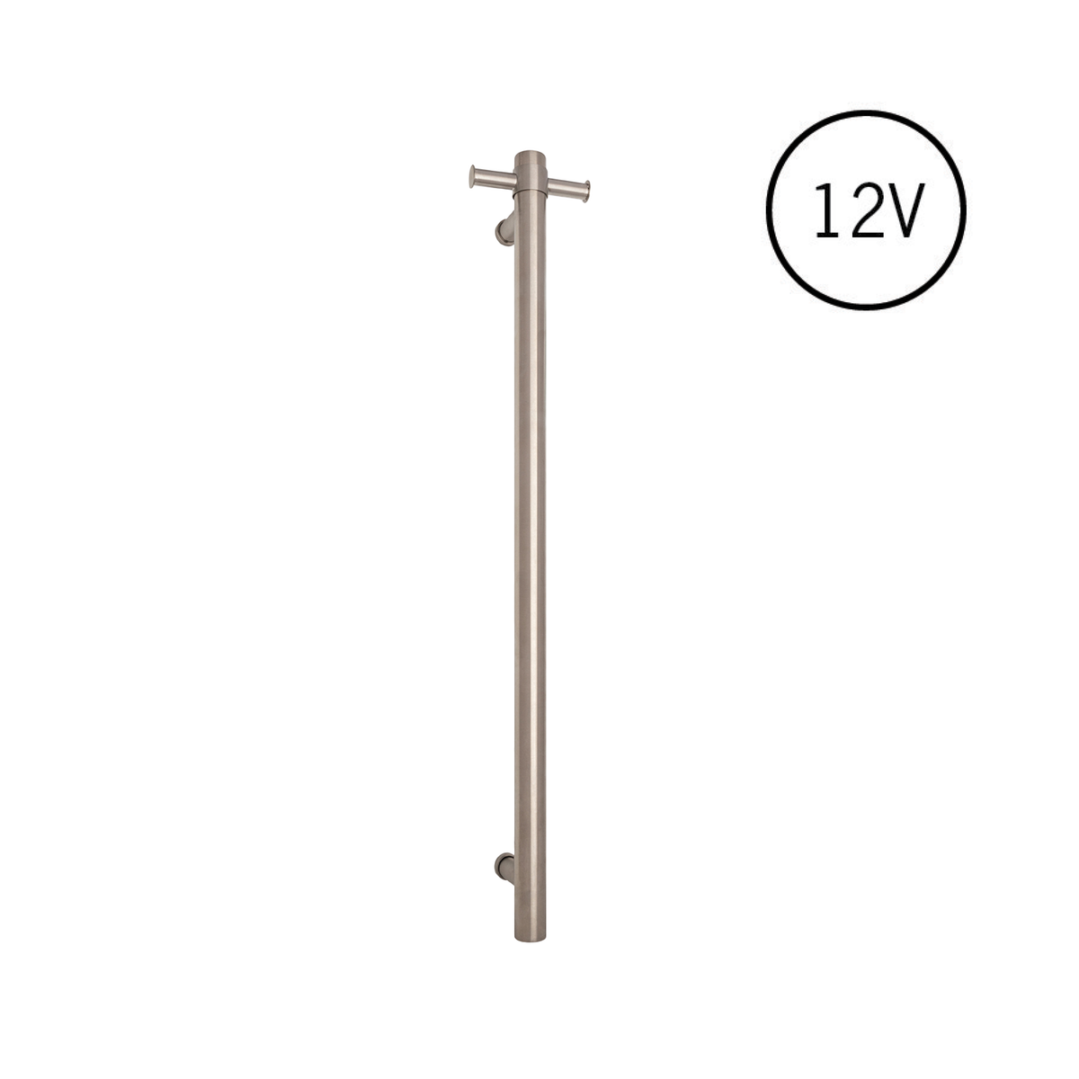 Thermogroup Thermorail Brushed Round Vertical Single Heated Towel Rail Brushed Stainless Steel