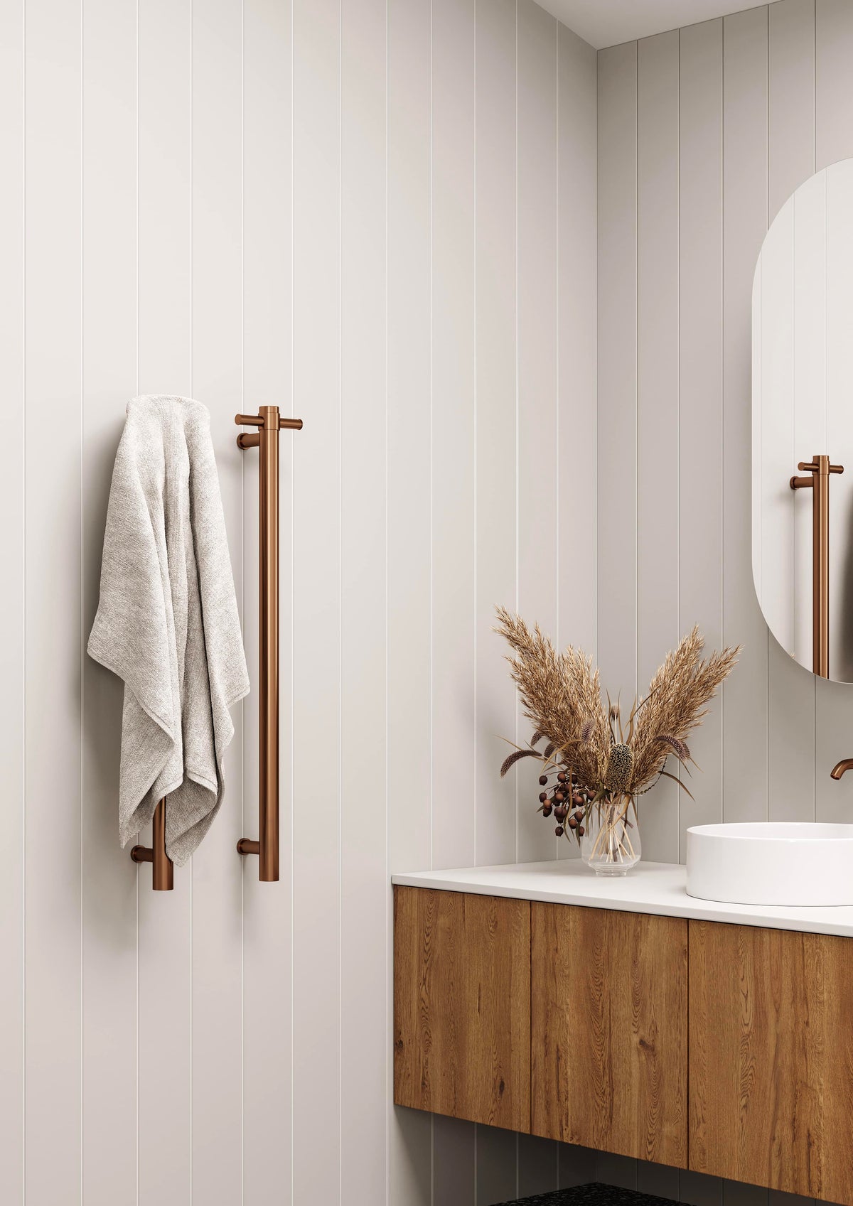 Thermogroup Thermorail Round Vertical Heated Rail Brushed Bronze
