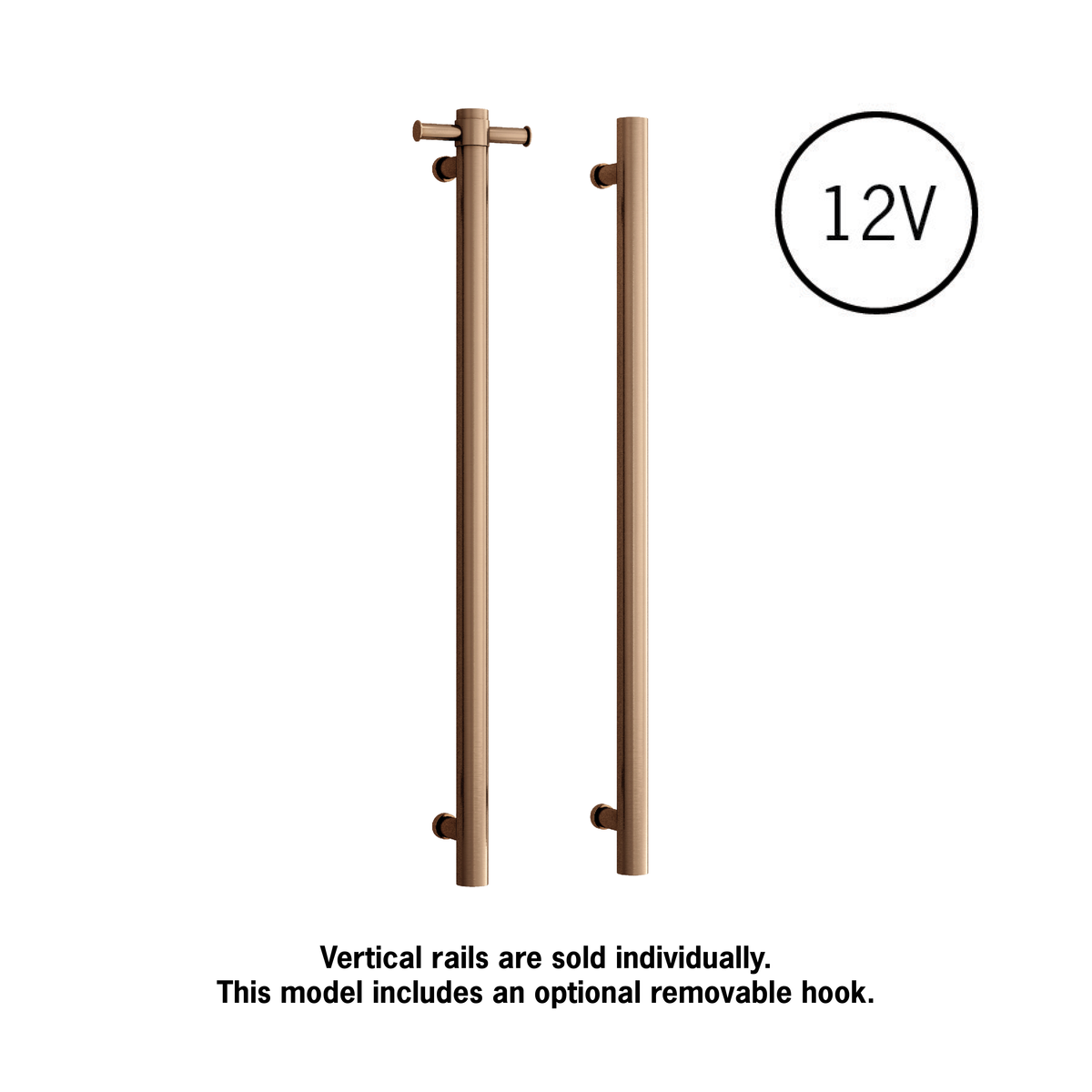 Thermogroup Thermorail Round Vertical Heated Rail Brushed Bronze