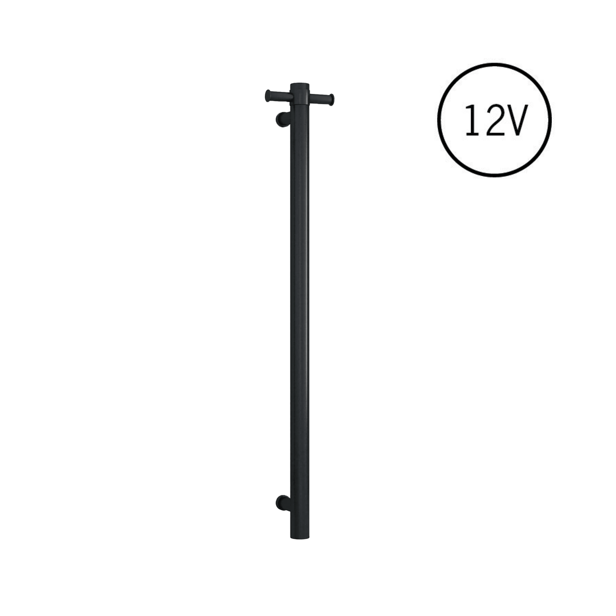 Thermogroup Thermorail Round Vertical Single Heated Rail Matt Black