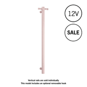 Thermogroup Thermorail Dusty Pink Straight Round Vertical Single Heated Towel Rail Dusty Pink Pastel