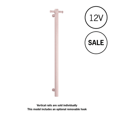 Thermogroup Thermorail 12V Straight Round Vertical Single Heated Towel Rail Dusty Pink Pastel