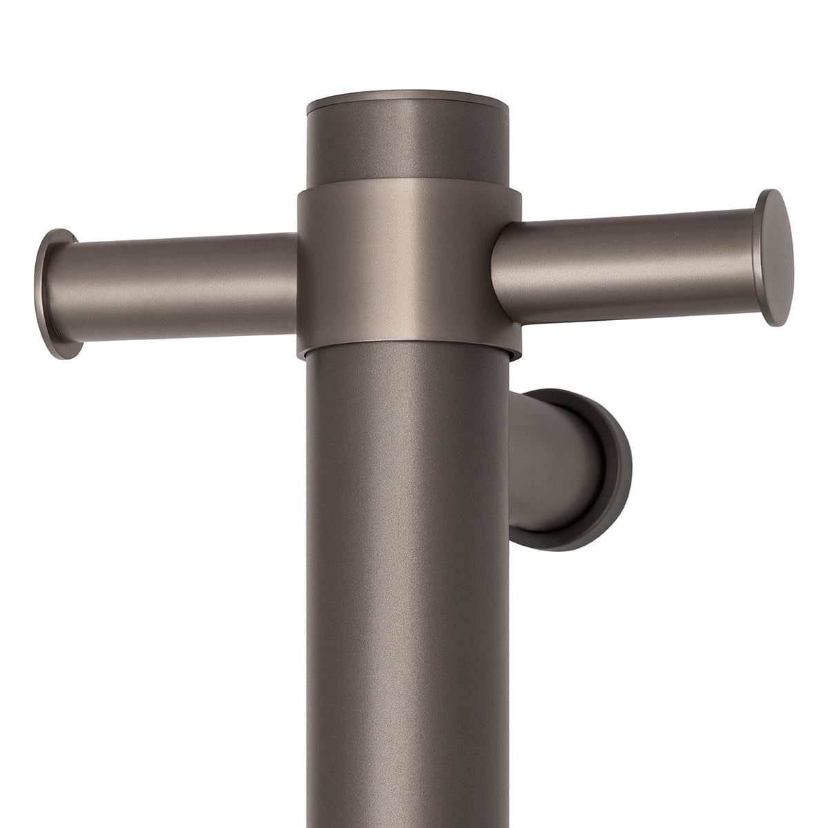 Thermogroup Thermorail Straight Round Vertical Single Heated Towel Rail Gun Metal