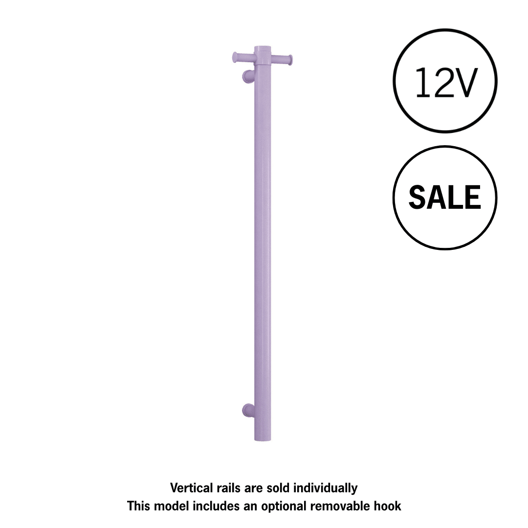 Thermogroup Thermorail Lilac Satin Straight Round Vertical Single Heated Towel Rail Lilac Satin Pastel