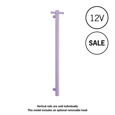 Thermogroup Thermorail 12V Straight Round Vertical Single Heated Towel Rail Lilac Satin Pastel