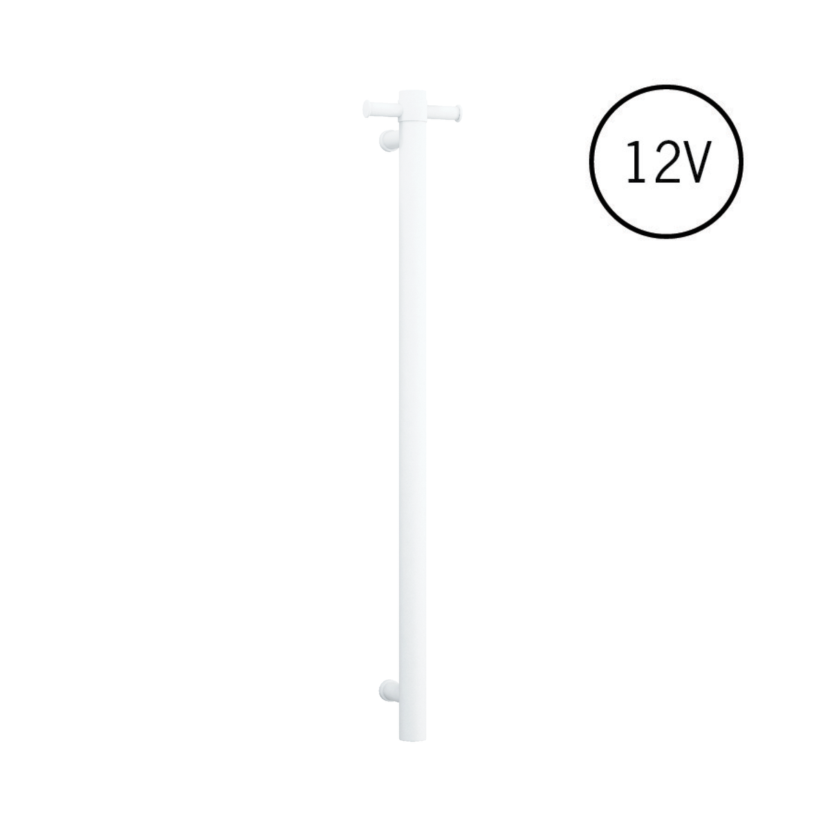 Thermogroup Thermorail Straight Round Vertical Single Heated Towel Rail Matt White