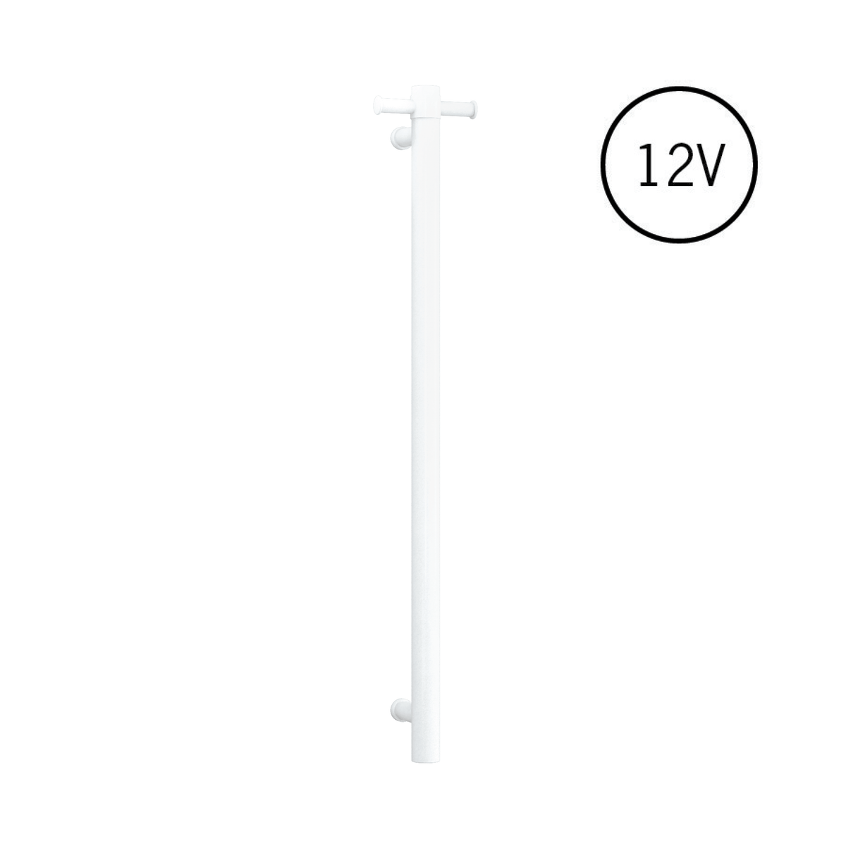 Thermogroup Thermorail Straight Round Vertical Single Heated Towel Rail Satin White