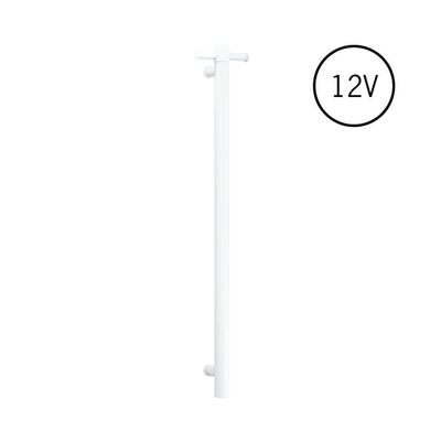Thermogroup Thermorail 12V Straight Round Vertical Single Heated Towel Rail Satin White