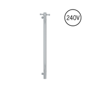 Thermogroup Thermorail 240V Round Vertical Single Heated Towel Rail Polished Stainless Steel