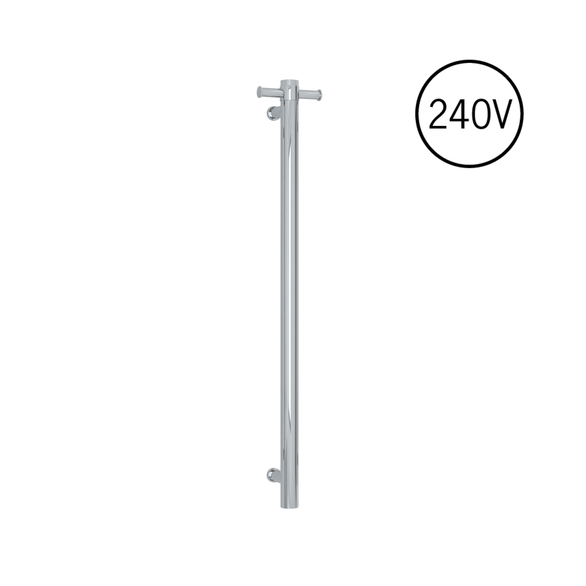 Thermogroup Thermorail 240V Round Vertical Single Heated Towel Rail Polished Stainless Steel