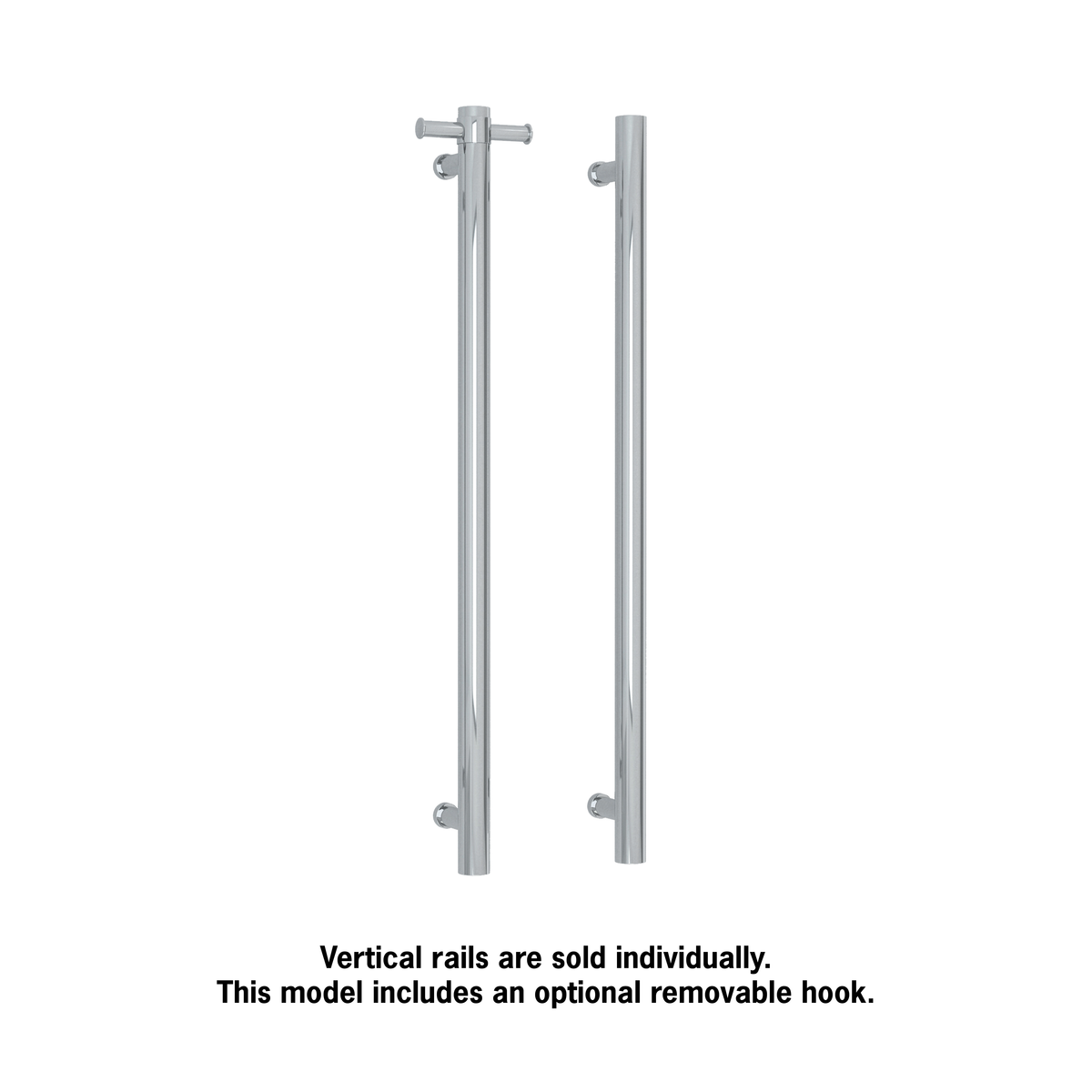 Thermogroup Thermorail 240V Round Vertical Single Heated Towel Rail Polished Stainless Steel