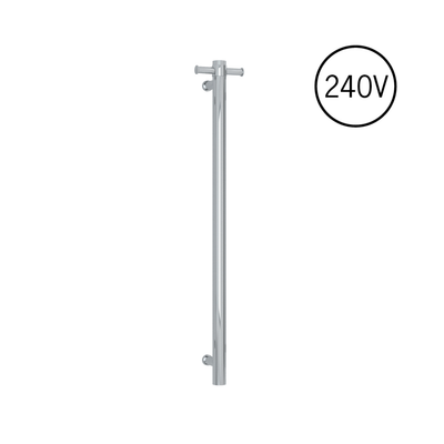 Thermogroup Thermorail 240V Round Vertical Single Heated Towel Rail Polished Stainless Steel