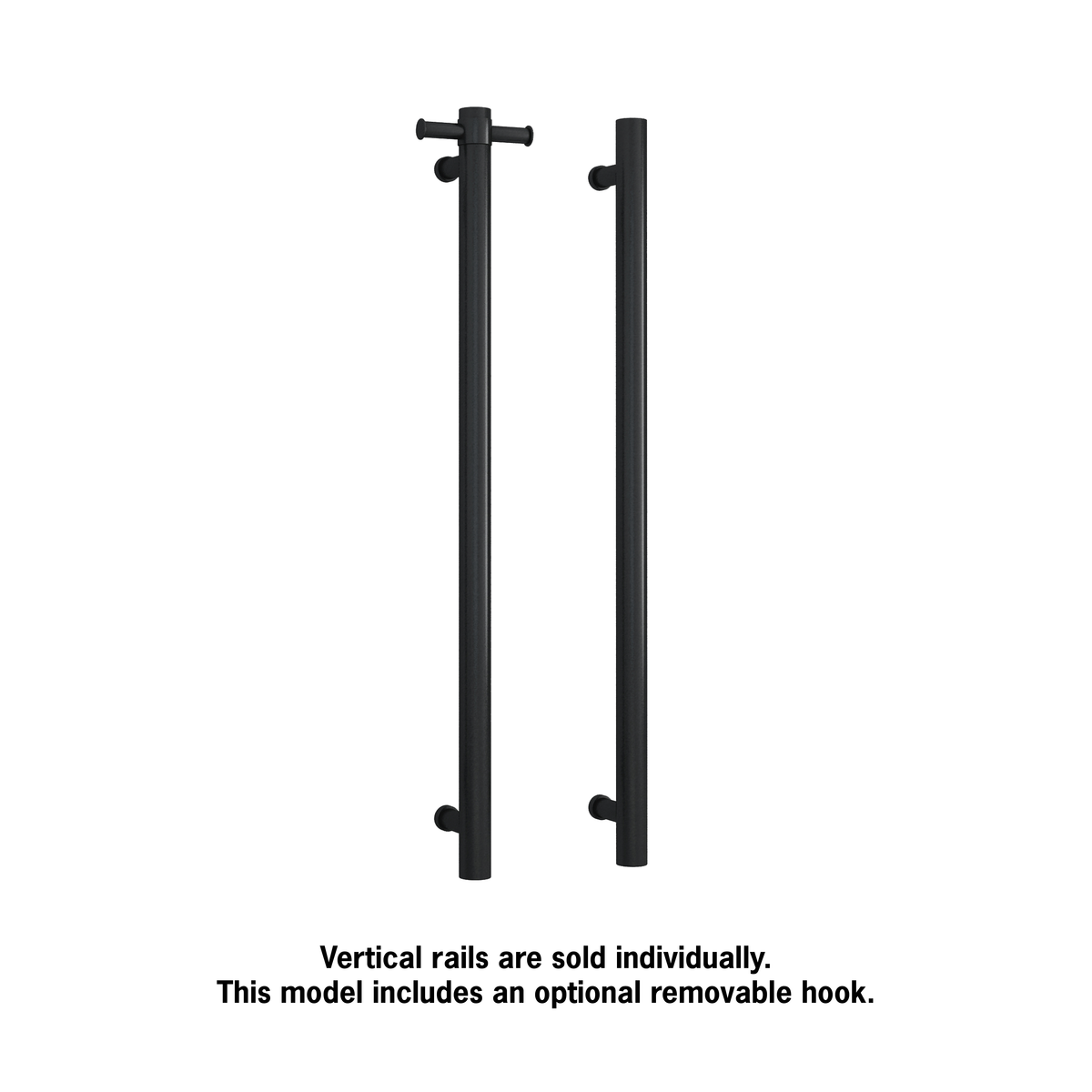 Thermogroup Thermorail 240V Round Vertical Single Heated Rail Matt Black