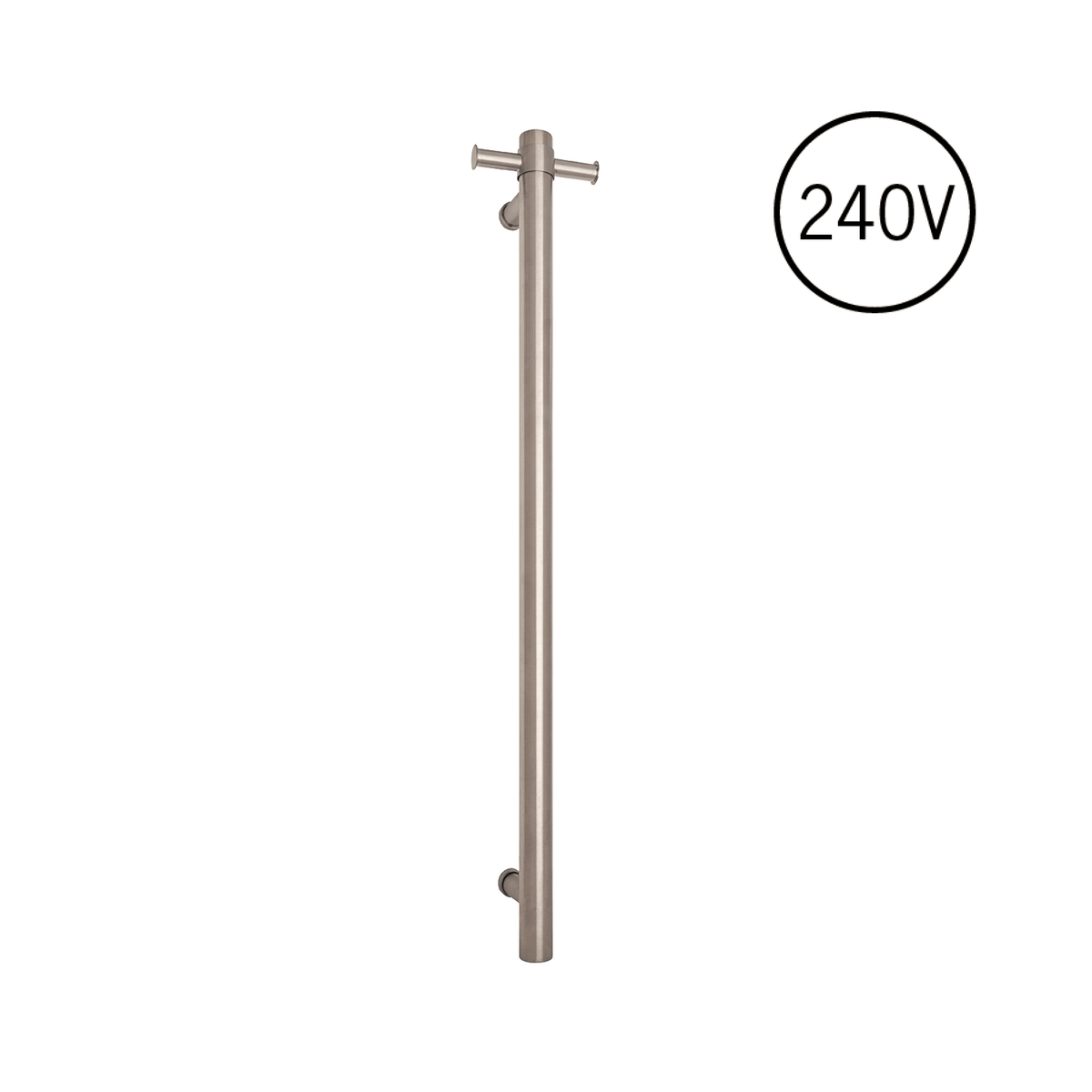 Thermogroup Thermorail 240V Round Vertical Single Heated Rail Brushed Stainless Steel