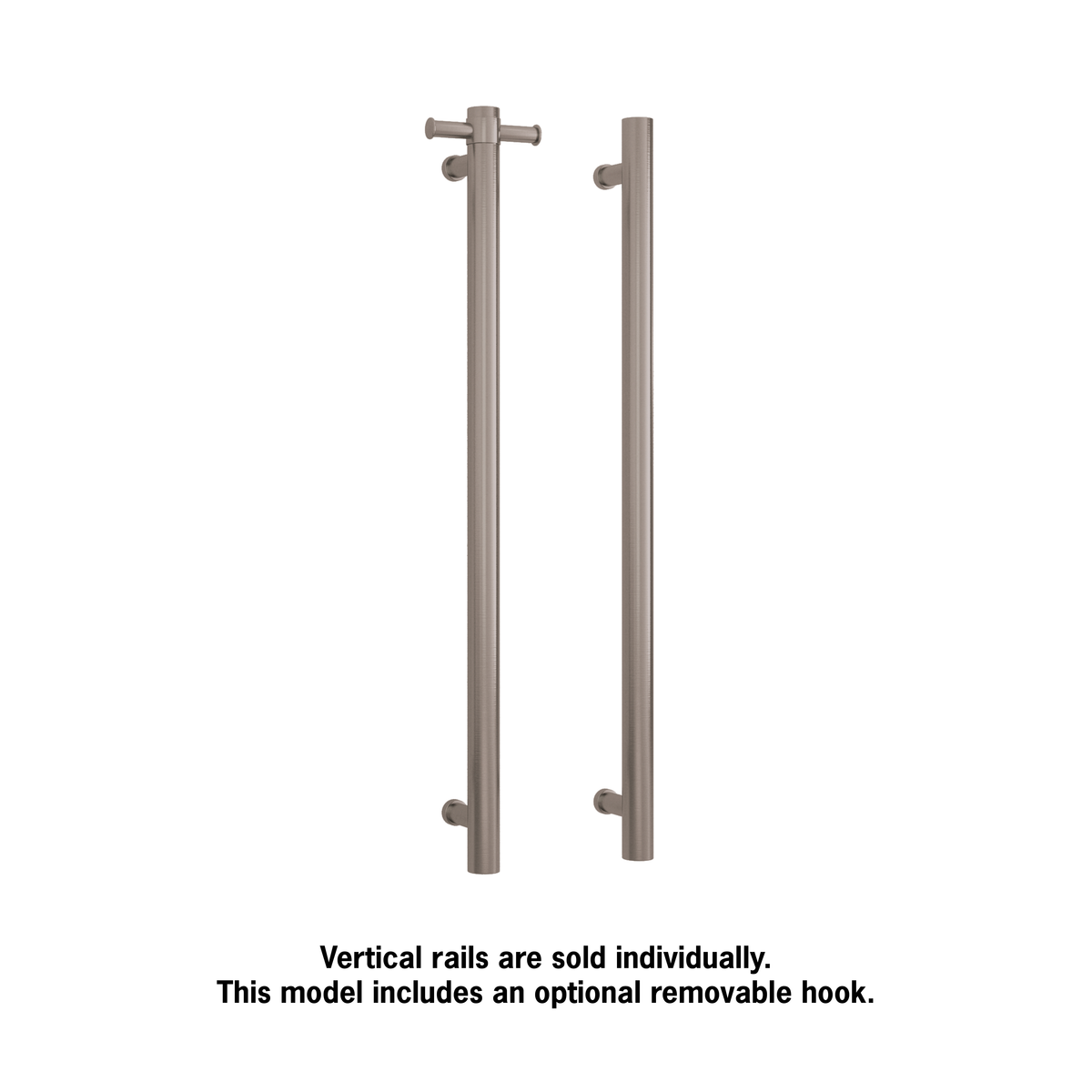 Thermogroup Thermorail 240V Round Vertical Single Heated Rail Brushed Stainless Steel