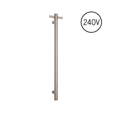 Thermogroup Thermorail 240V Round Vertical Single Heated Rail Brushed Stainless Steel