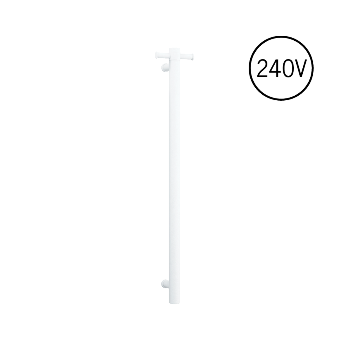 Thermogroup Thermorail 240V Round Vertical Single Heated Rail Matt White