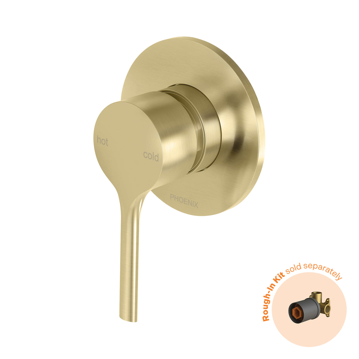 Phoenix Vivid Slimline Oval SwitchMix Shower Wall Mixer Fit-Off Kit Brushed Gold