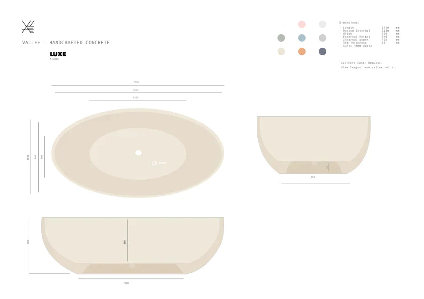 Vallee Luxe Concrete Bath - Designer Bathware