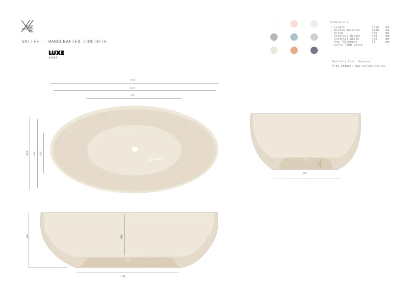 Vallee Luxe Concrete Bath - Designer Bathware