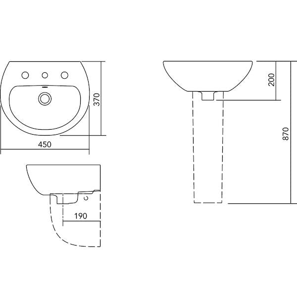 Venecia 450 Wall Basin - 1TH