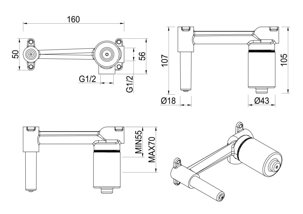 Bella Vista Wall-Spout Combo Body Only - Specifications