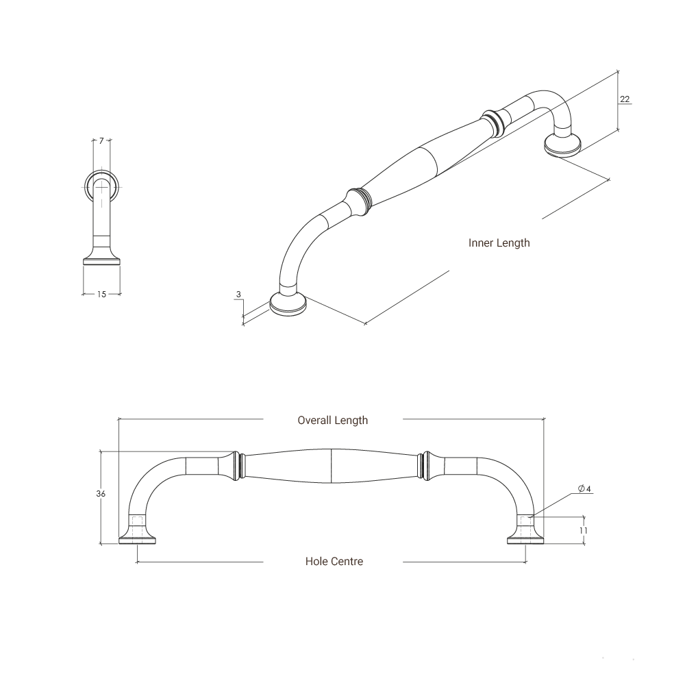 Momo Winchester D Handle - Line Drawing
