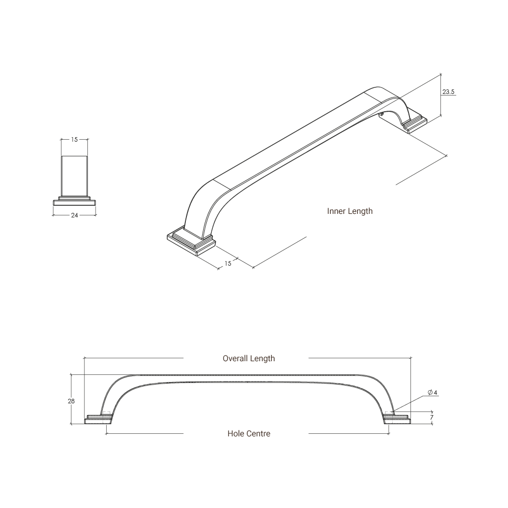Momo Windsor D Handle - Line Drawing