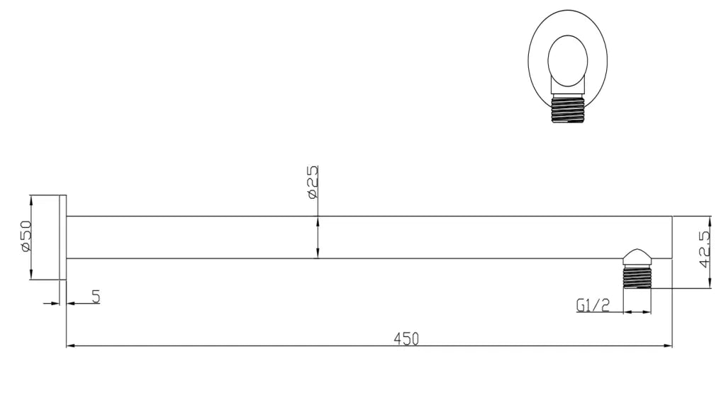 Bella Vista Mica Wall Shower Arm 450mm Living Brass