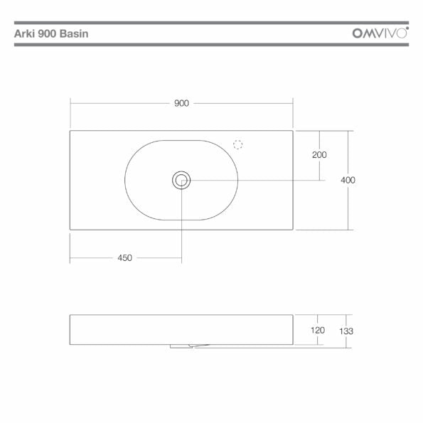 Omvivo Arki Basin 900 Wall Basin