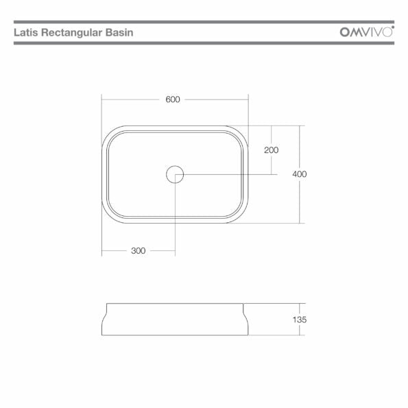 Omvivo Latis rectangle above counter basin