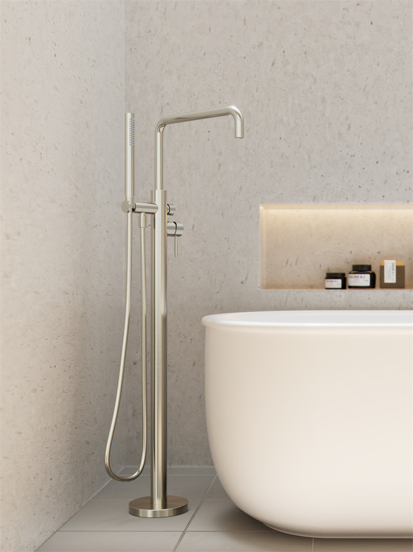 Nero Zen SS316L Freestanding Bath Mixer Brushed Nickel