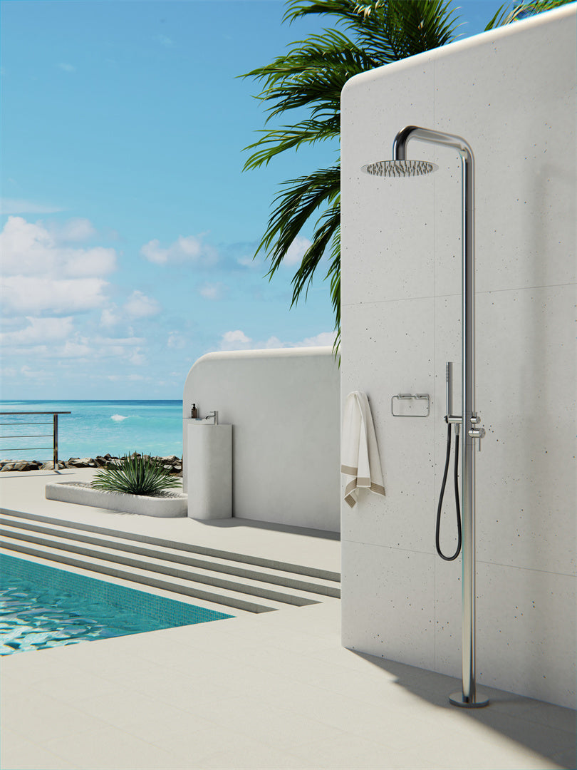 Nero Zen SS316L Outdoor Freestanding Shower Column Brushed Nickel