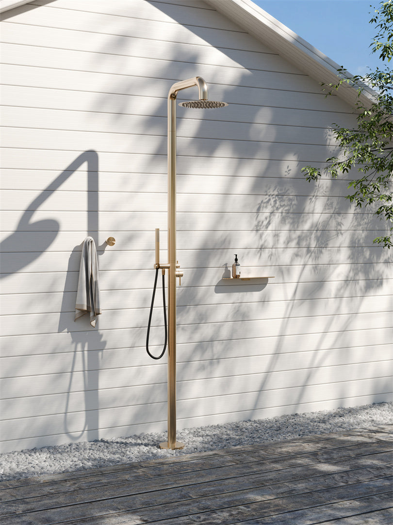 Nero Zen SS316L Outdoor Freestanding Shower Column Brushed Gold