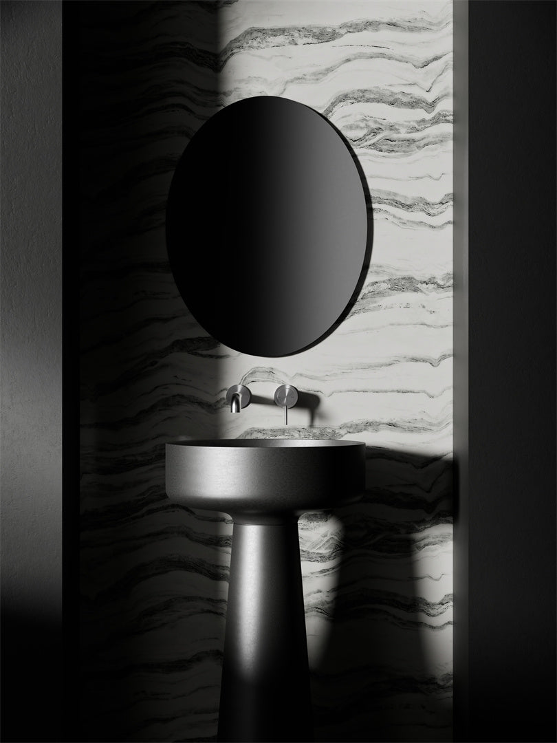 Nero Zen SS316L Wall Basin/Bath Mixer Set 185/230mm Spout Brushed Nickel