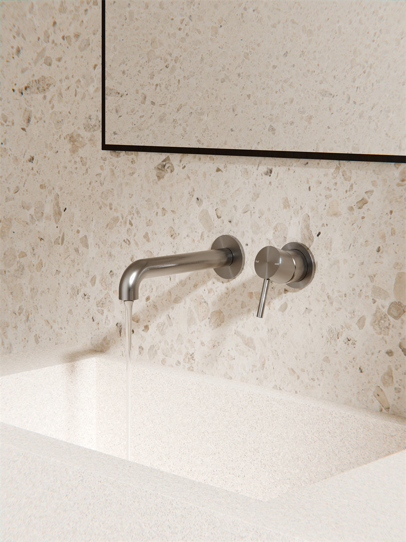 Nero Zen SS316L Wall Basin/Bath Mixer Set 185/230mm Spout Graphite