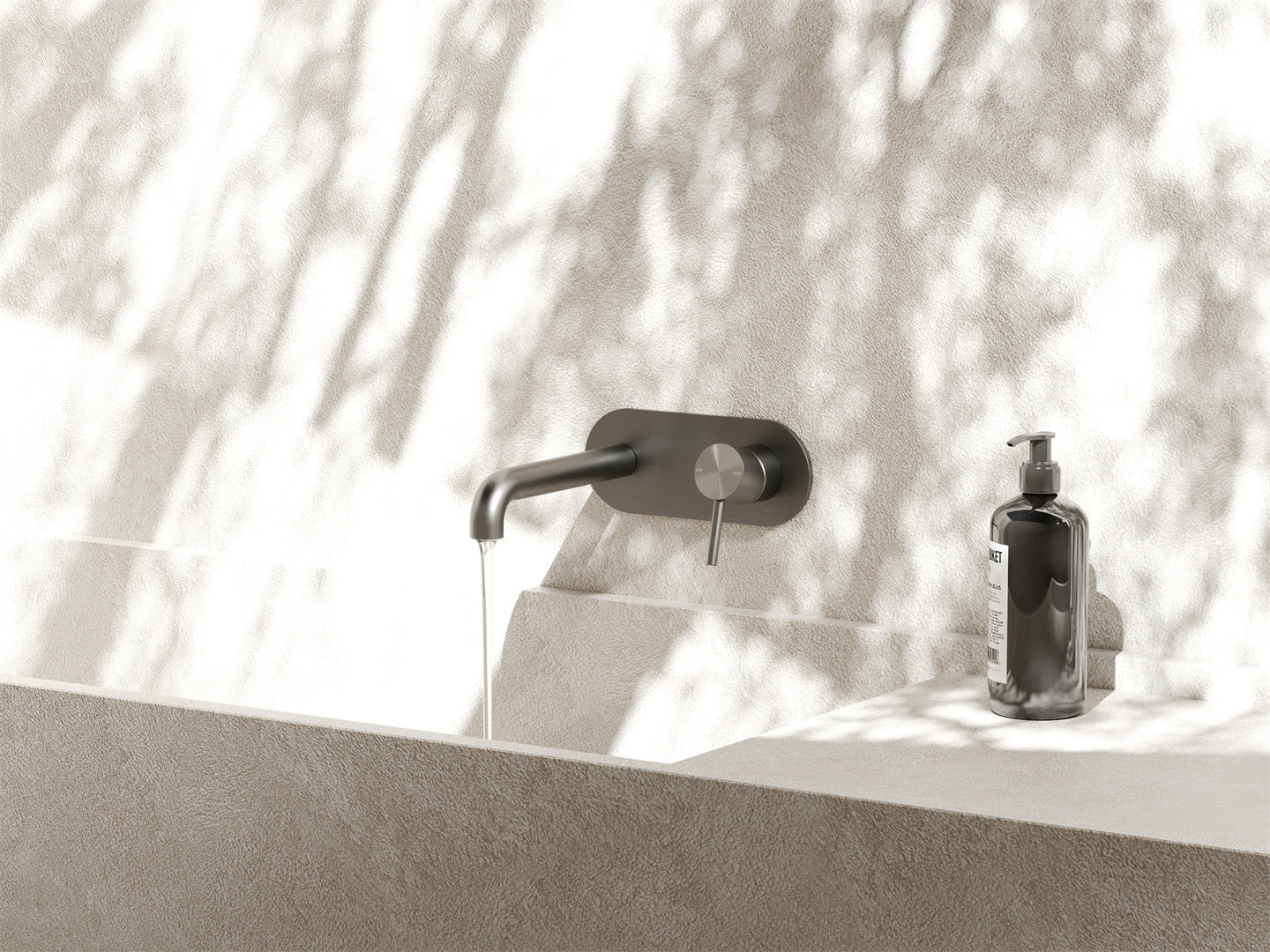 Nero Zen SS316L Wall Basin/Bath Mixer Set 185/230mm Spout Graphite