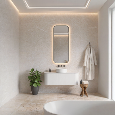 Mimi White Contour Curved Wall Hung Vanity